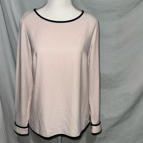 blush pink & black long sleeve Talbots blouse size xs - Picture 1 of 5